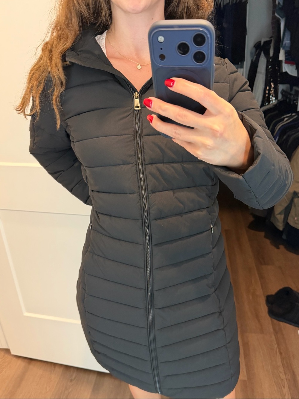 Lauren Ralph Lauren Women’s Black Hooded Quilted Puffer Coat Full Zip Size L